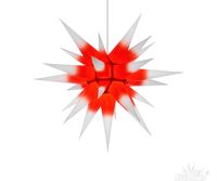 Herrnhuter Stern Papier 60 cm roter Kern weiße Spitzen